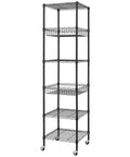 Heavy Duty 6 Tier Wire Shelving Unit Rolls Flat On Smooth Casters, 18X18X72 Inch Adjustable Black Metal Rack for storage.