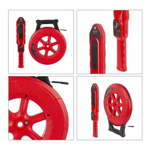Dead On Stud Finder Wall Scanner With Wireless Pipe And Cable Blockage Detector Waterproof Probe showing scanner and tape measure.