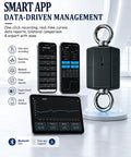 Badass Heavy Duty Grip Strength Tester And Isometric Force Meter With App Tracking showing app data management on mobile devices.