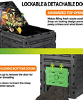Lockable doors on Big Ol 120 Gallon Garden Compost Bin Outdoor Composter Box For Fast Fertile Soil Creation