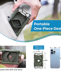 Universal Phone Digiscoping Adapter For Telescope And Spotting Scope shown in hand and pocket, emphasizing compact size.