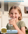Child enjoying clean water filtered by Reliable 2 Pack Inline Water Hose Filter For RV Camper And Boat KDF gear.