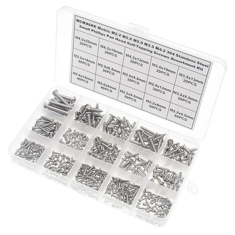 No Nonsense 304 Stainless Steel Screw Assortment 480 Pieces Metric Fasteners M2 2 To M4 2 in organized tray for easy access.