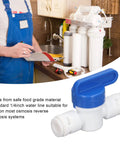 Slick Quick Connect Shut Off Valves For 1/4 Inch Water Line Tubing, blue valve for reverse osmosis systems, food grade material.