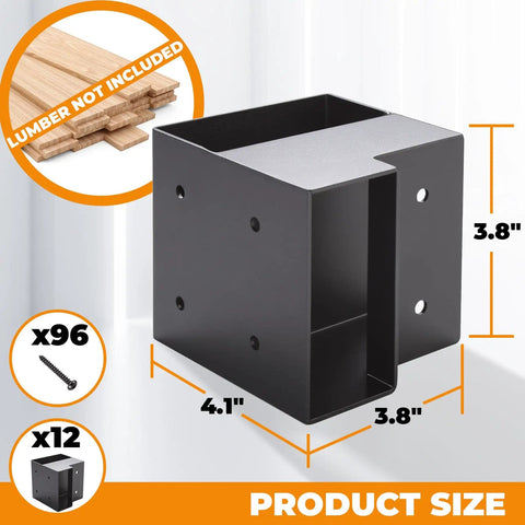 Heavy Duty Workbench Bracket Kit 12 Pc Three Way Right Angle Corner Braces for standard 2x4 lumber, close-up view.
