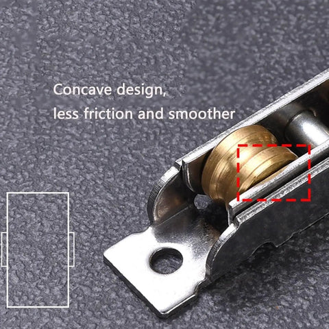 Heavy Duty Double Groove Sliding Door Window Pulley Roller Featuring Waterproof Concave Copper Wheel Design Auto Seesaw Balancing Built Tough For Smooth All Day Operation close-up of concave copper wheel and metal track
