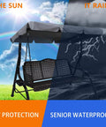 Heavy Duty Patio Swing Canopy Replacement For 3 Seat Outdoor Porch Swing showing UV protection and rainproof features