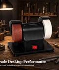 Mini Electric Bench Grinder With Anti Slip Vibration Pads And Pure Copper Motor Featuring Kickass Wheel Guards For Home Shop, two wheels on a compact design.