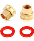 Lead-Free Brass Garden Hose Fitting Adapter 2-Pack Swivel Double Female 3/4 GHT to 1/2 NPT Quick Connect with 2 red washers