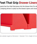Close-up of red organizer foot grip from 40 Tool Modular Driver Organizer Set Red ODM91240 Made In USA for drawer stability.