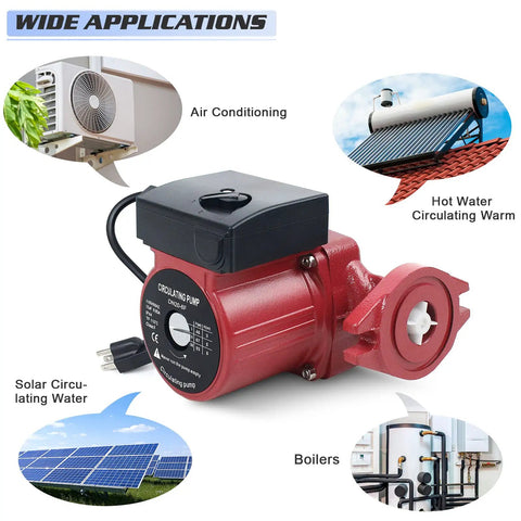 115V 1 Inch FNPT Flanged Hot Water Recirculating Pump With 3 Speed Switchable Circulation for Various Heating Applications