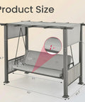 2 In 1 Convertible Porch Swing Bed For Three With Wicker Armrests And Adjustable Canopy, showing product dimensions