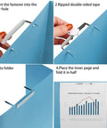 Step-by-step guide for using Heavy Duty Self Adhesive Ring Binders with Solid Steel Fasteners for file organization.