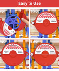 2 Pack Gate Valve Lockout For 1 To 2.5 Inch Handles installation steps for industrial safety, red lock, prevent accidental turn on