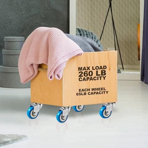 Cart with 12 Pack Swivel Plate Caster Wheels with 50mm Plate Blue Polyurethane Wheels 360 Degree Swivel No Brake