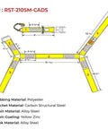 Diagram of 4 Pack 2x10 Inch Heavy Duty Wheel Tie Down Straps With Double Ratchets And Chain Anchors 3300 Lbs WLL materials and dimensions.