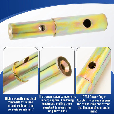 Universal Ice Fishing Power Auger Adapter Converting K Drill And Strikemaster Lite Flite To Clam Drill Plate close-up view of durable alloy structure.
