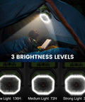 Camping Fan With LED Lantern And 30000mAh Battery illuminating tent with three brightness levels for reading