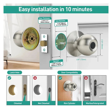 Image showing installation dimensions and compatibility for Ditch The Old School Keys With This Ultra Smooth One Touch Fingerprint Smart Lock.
