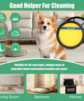 Infographic showing 4 Pack Washable Vacuum Filter Set For DCF25 And EF7 with a dog, highlighting benefits for cleaning dust and hair.