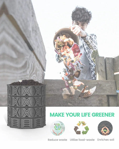 190 Gallon Large Outdoor Compost Bin With Aeration Vents, BPA Free PP Panels, Modular Backyard Composter for kitchen scraps
