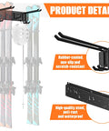 Badass Heavy Duty Garage Wall Mount Ski Rack Holds 4 Pair Wide Or 8 Pair Narrow Skis With Secure Double Prong Hooks close-up of hooks and wall mount features.