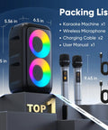 Karaoke Machine For Adults And Kids Portable Bluetooth Speaker With Two Wireless Microphones TWS Mode And LED Light 15W PA System For Home Parties