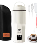 Travel Kettle 316 Stainless Steel Portable Water Boiler 450ml With 6 Temperature Settings, LCD display, carry case, and accessories
