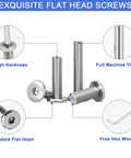 Image of 61 Piece 1/4-20 Flat Head Hex Socket Cap Screws Assortment Kit forged from premium 304 stainless steel with hex wrench.