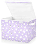 Smooth Folding Storage Bin With Grippy Handles And Snug Velcro Cover Collapsible Oxford Fabric Tote For Closets And Dorm Rooms with cute ghost design.