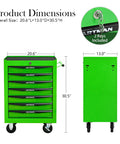21 Inch Lockable Freestanding Storage Cabinet Rolling Utility Tool Chest Heavy Duty Garage Organizer With Reliable Wheel Brake Casters And Smooth Ball Bearing Drawer Slides Tough Green Finish For Your Weekend Shop Setup product dimensions display with drawer sizes and key lock details.