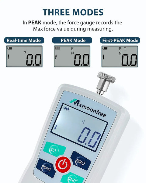 Professional 5N Digital Force Gauge Portable Push Pull Meter With Carrying Case For Accurate Handheld Pressure Testing supports multiple measurement modes.