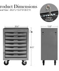 21 Inch Lockable Rolling Tool Chest With Tough As Nails Steel Build And Smooth Ball Bearing Slides Parking Brake Casters For Easy Shop Hopping Sturdy Utility Cabinet For Any Garage Project In Classic Silver with dimensions 20.6"L x 13.0"D x 30.5"H.
