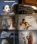 Stick On Reading Light For Bunk Beds And Closets Dimmable Touch Lamp With Magnetic Mount Wireless Rechargeable LED in use.