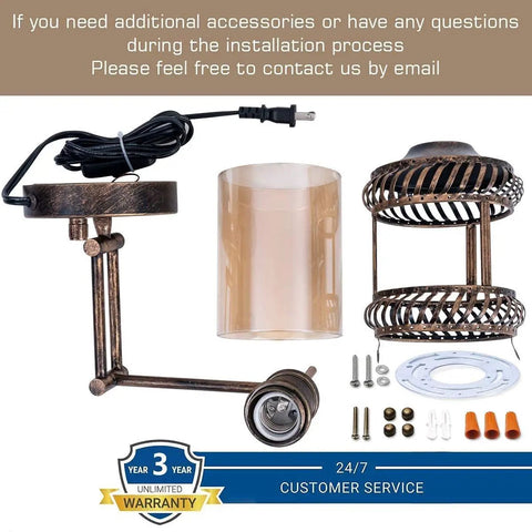 Two Pack Two In One Industrial Wall Sconce Lights Plug In Or Hardwired Antique Bronze Swing Arm Lamps parts and accessories.