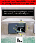 Installation steps for Heavy Duty Concealed Pivot Door Hinge Kit Slick Hidden Hardware For Marble Tile Wall Doors with visible screw slots.