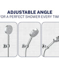 Solid Brass Handheld Shower Head Holder Wall Mount Chrome Finish with adjustable angles shown in three positions