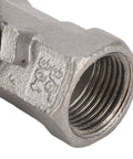 Close-up of 3/8 Inch Full Port Stainless Steel Ball Valve featuring durable crush proof body and threaded end.