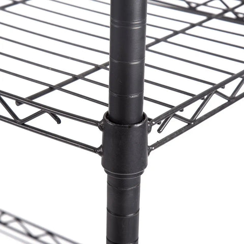 Heavy Lifting Five Tier Steel Wire Shelving Rack With Slick Rolling Wheels No Sweat Tool Free Assembly Thirty By Fourteen By Sixty Inches Garage Storage, detailed view of wire shelf and connector.