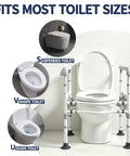 Rock Solid Toilet Safety Rails For Seniors With Heavy Duty 500 Lbs Capacity And No Sweat Drill Free Setup For Easy Bathroom Assist And Senior Trusted Elderly Support Frames on various toilet types