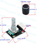Six Pack 360 Degree Rotary Encoder Module With Push Button Knob Cap For Arduino Raspberry Pi ESP32 STM dimensions