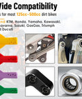 Slick Garage Essential Swingarm Linkage Bearing Grease Tool Kit For Dirt Bike And 125 Cc To 500 Cc Off Road Motorcycle Suspension showing colorful nose pieces.