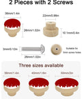 Top Tier Beech Wood Cabinet Knobs Round Drawer Pulls One Point Four Inch Abstract Graffiti Vibe Red And White Painted Furniture Hardware With A Smooth Grip Totally Upgrades Your Kitchen Cupboards And Dressers - Two knobs with screws and measurements.