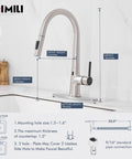 Touchless Kitchen Faucet With Pull Down Sprayer, High Arc Single Handle Motion Sensor Hands Free Sink Faucet In Brushed Nickel Finish, 0.5 Second Activation And Auto Shutoff After 3 Minutes installation diagram