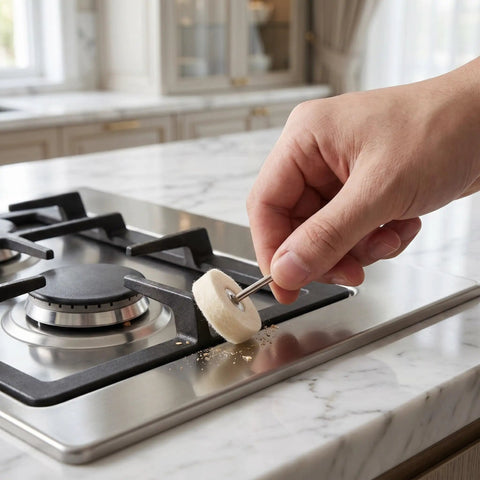 No Doubt A Super Clean Mini Nylon Polish Brush Set To Wash Away Darn Grime And Deep Scratches On Stainless Sinks While Tough Rotary Tool Buffing Wheels Handle Any Garage Or Home Fix Without A Sweat, using brush on cooktop.