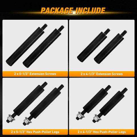 Heavy Duty 14 Piece Bearing Puller Kit 5 Ton Bearing Separator Tool For Auto Repair includes extension screws and push-puller legs.