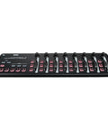 Slim Line USB Control Surface For DAWs With Low Profile Design Hands On Track Select And Marker Advance Pro Grade Portable Compact MIDI Controller For Music Production Works With Major DAW Software Black, showing top view with buttons and knobs.
