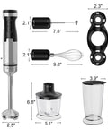 Powerful 1200W Immersion Hand Blender With 5 In 1 Attachments Including Whisk Chopper Milk Frother Mixing Cup And Storage Rack