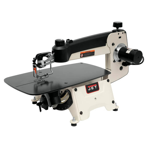 18 Inch Variable Speed Scroll Saw With 120V Power, Tilt Arm 45 Degrees Right And 30 Degrees Left, Removable Dust Port, Two And One Half Inch Port, Large Eleven And Five Eighths Inch By Twenty One Inch Steel Table, Vibration Free Precision Woodworking