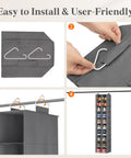 Dope Foldable Hanging Shoe Closet Rack Solid Thick Fabric Storage System With Wide Compartments Straight Up Perfect For Sneakers Flats Heels And Daily Slippers In Fresh Gray, showcasing easy installation steps.